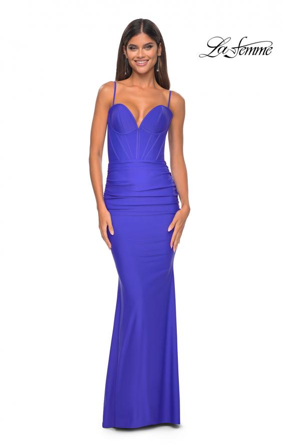 Picture of: Jersey Dress with Bustier Top and Illusion Back in Blue, Style: 32257, Detail Picture 2