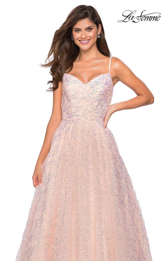 Picture of: Sweetheart Sequin Dress with Criss Cross Straps in Blush, Style: 27541, Main Picture