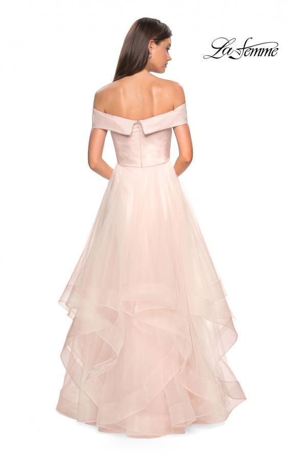 Picture of: Elegant Off the Shoulder Tulle Layered Ball Gown in Blush, Style: 27224, Back Picture