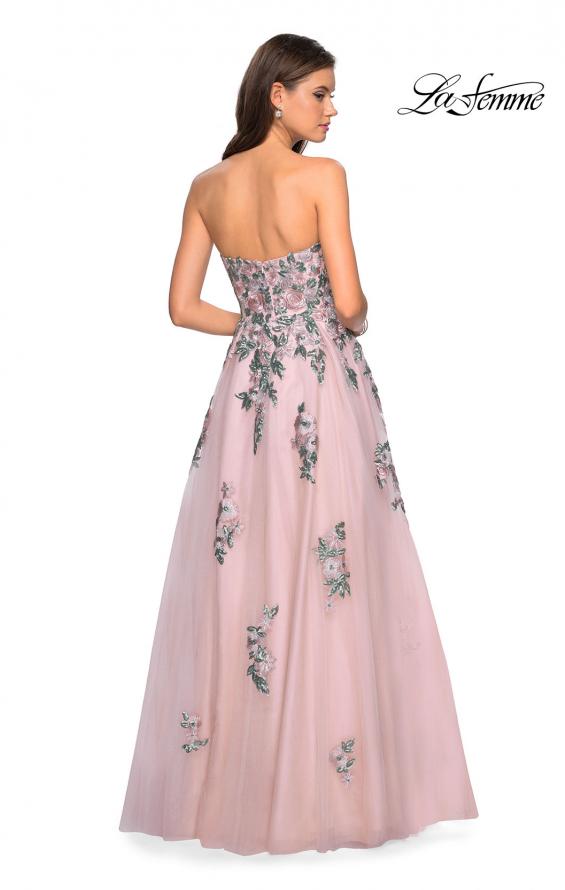 Picture of: Blush Ball Gown with Cascading Floral Appliques in Blush, Style: 27816, Back Picture