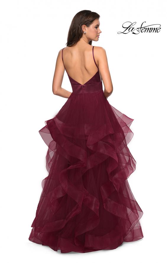 Picture of: Tulle A Line Dress with Plunging Sweetheart Neckline in Burgundy, Style: 27024, Detail Picture 4