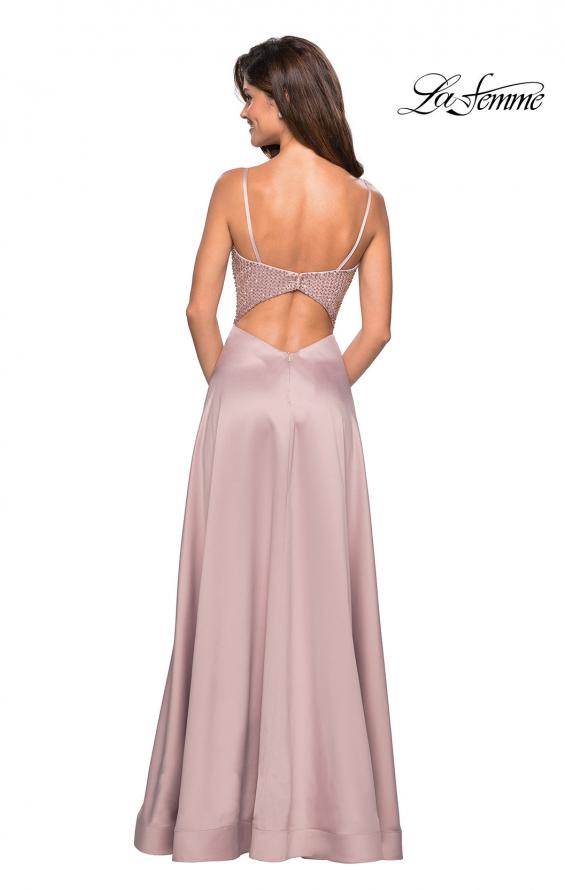 Picture of: Floor Length Prom Dress with Beaded Bust Detail in Champagne, Style: 27293, Back Picture