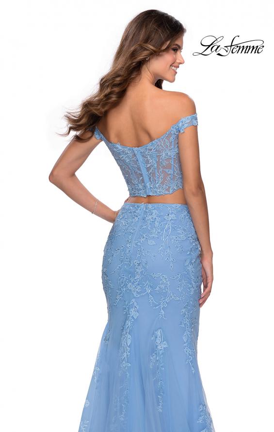Picture of: Two Piece Off the Shoulder Lace Dress with Tulle Skirt in Cloud Blue, Style: 28682, Detail Picture 1