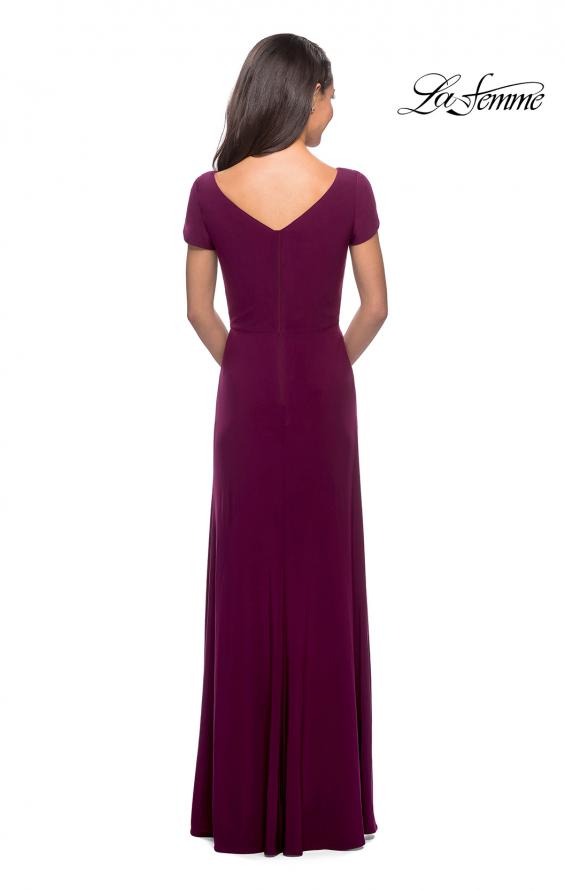 Picture of: Jersey Evening Dress with Side Knot Detail and Ruching in Dark Berry, Style: 27872, Detail Picture 2