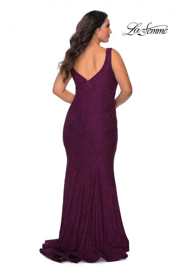 Picture of: Stretch Lace Plus Size Prom Gown with Beading in Burgundy, Style: 28948, Detail Picture 7