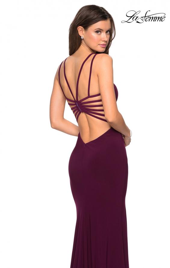 Picture of: Sultry Long Dress with Intricate Strappy Back in Burgundy, Style: 27072, Main Picture