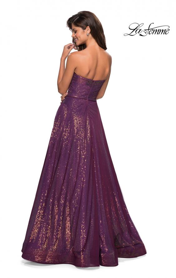Picture of: A Line Fully sequin Strapless Prom Gown in Burgundy, Style: 27296, Back Picture