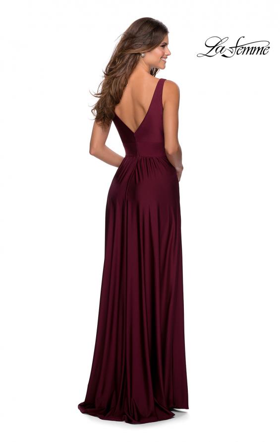 Picture of: Empire Waist Prom Gown with Deep V Neckline in Burgundy, Style: 28547, Back Picture
