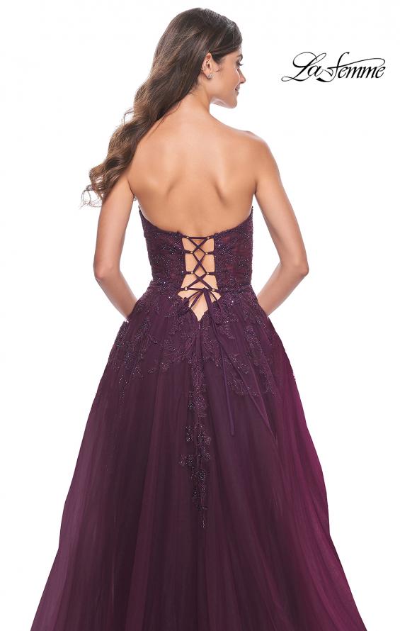 Picture of: Tulle Prom Dress with Lace Detail in Dark Berry, Style: 32303, Detail Picture 6
