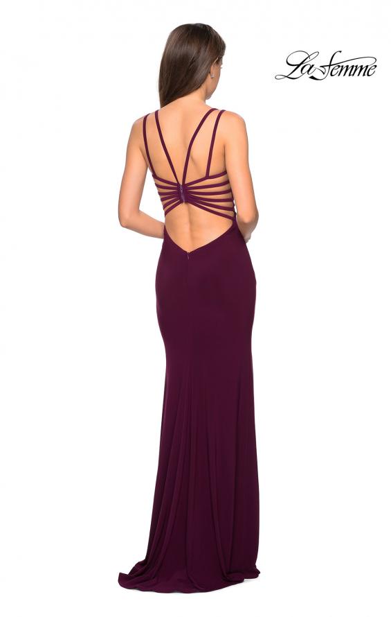 Picture of: Sultry Long Dress with Intricate Strappy Back in Burgundy, Style: 27072, Detail Picture 7