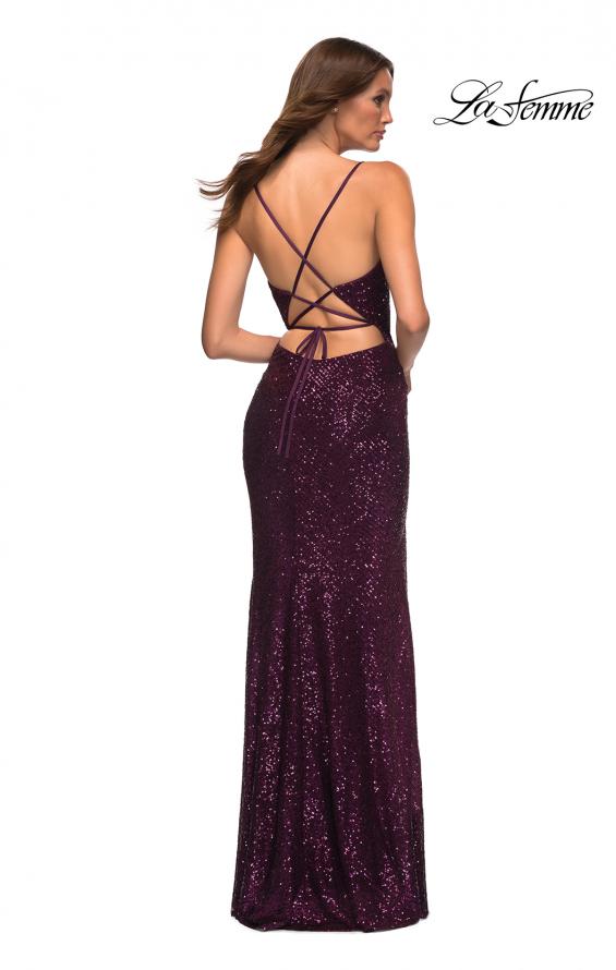 Picture of: Sequin Long Prom Dress with Wrap Style Front in Purple, Style: 30392, Detail Picture 7