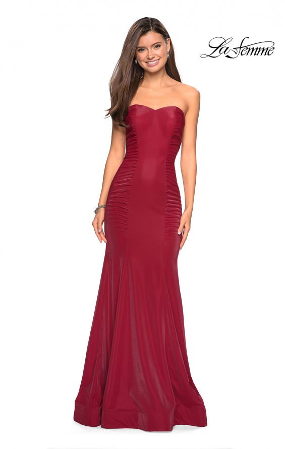 Picture of: Strapless Mermaid Prom Dress with Ruching in Deep Red, Style: 26999, Main Picture