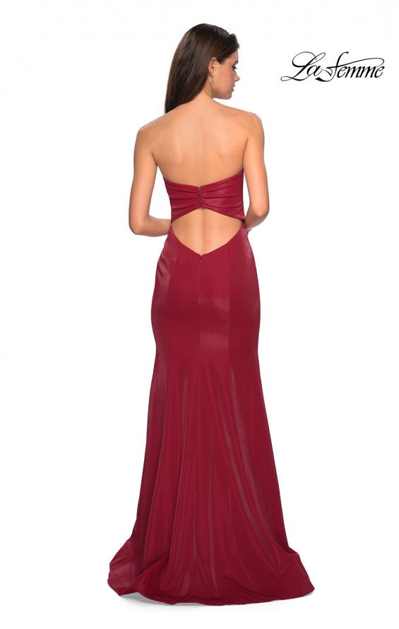 Picture of: Strapless Mermaid Prom Dress with Ruching in Deep Red, Style: 26999, Back Picture