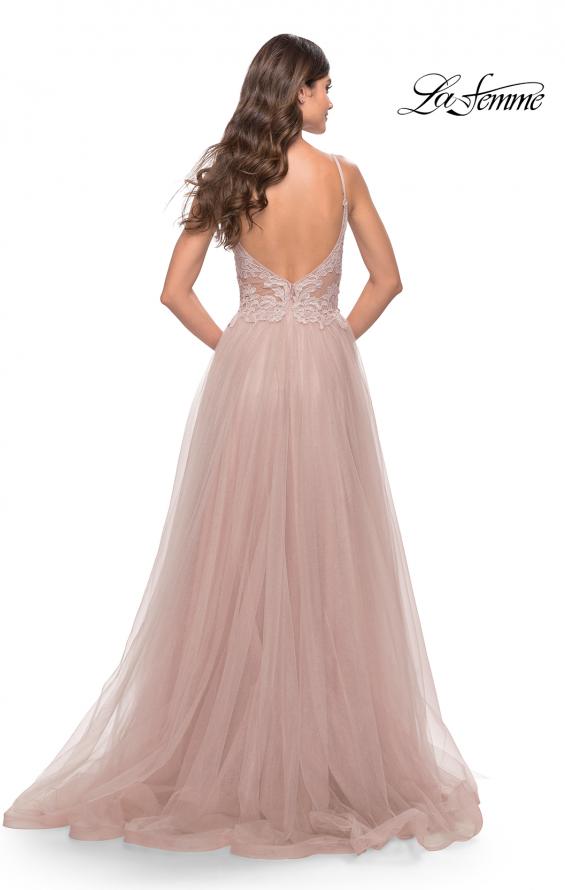 Picture of: A Line Tulle Gown with Lace Bodice and V Back in Dusty Mauve, Style: 31507, Detail Picture 9