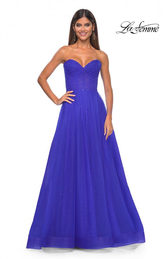 Picture of: Sweetheart Tulle and Rhinestone Prom Dress with Illusion Detail in Electric Blue, Style: 31997, Detail Picture 8