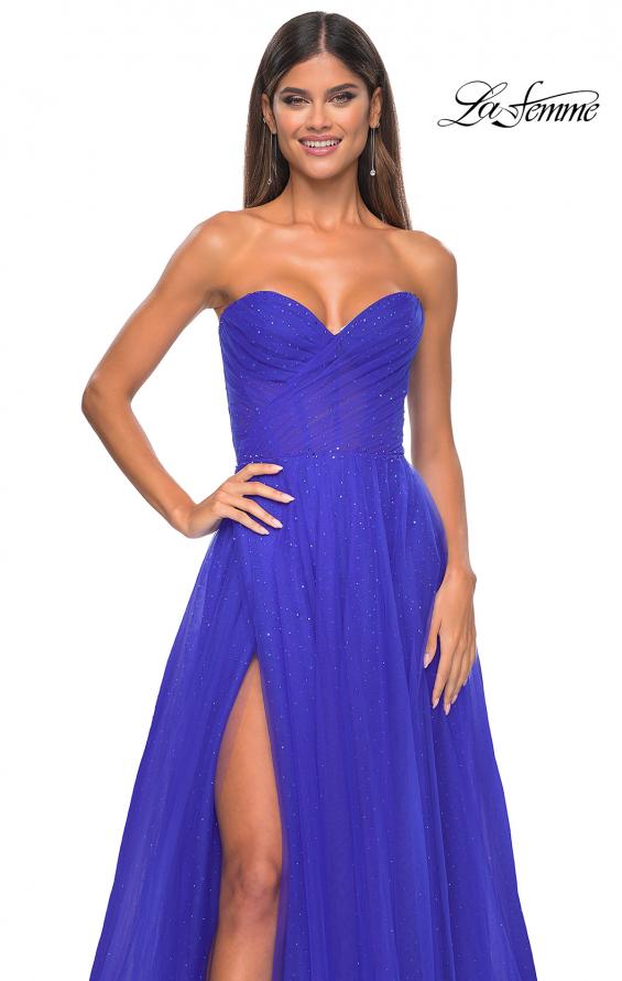 Picture of: Sweetheart Tulle and Rhinestone Prom Dress with Illusion Detail in Electric Blue, Style: 31997, Detail Picture 10