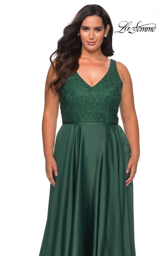 Picture of: A-line Plus Size Dress with Lace Sequin Bodice in Emerald, Style: 29004, Detail Picture 2