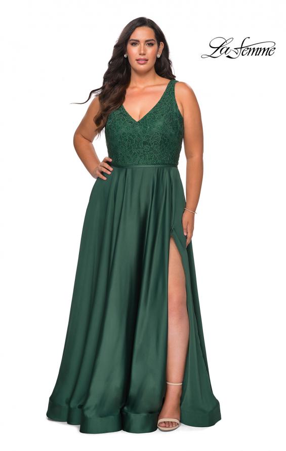 Picture of: A-line Plus Size Dress with Lace Sequin Bodice in Emerald, Style: 29004, Detail Picture 6