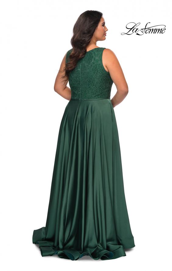 Picture of: A-line Plus Size Dress with Lace Sequin Bodice in Emerald, Style: 29004, Detail Picture 7
