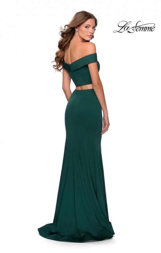 Picture of: Two Piece Off The Shoulder Dress with Pleated Top in Emerald, Style: 28521, Back Picture