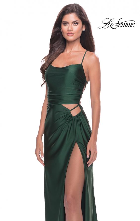 Picture of: Cut Out Jersey Dress with High Slit in Emerald, Style: 31332, Detail Picture 1