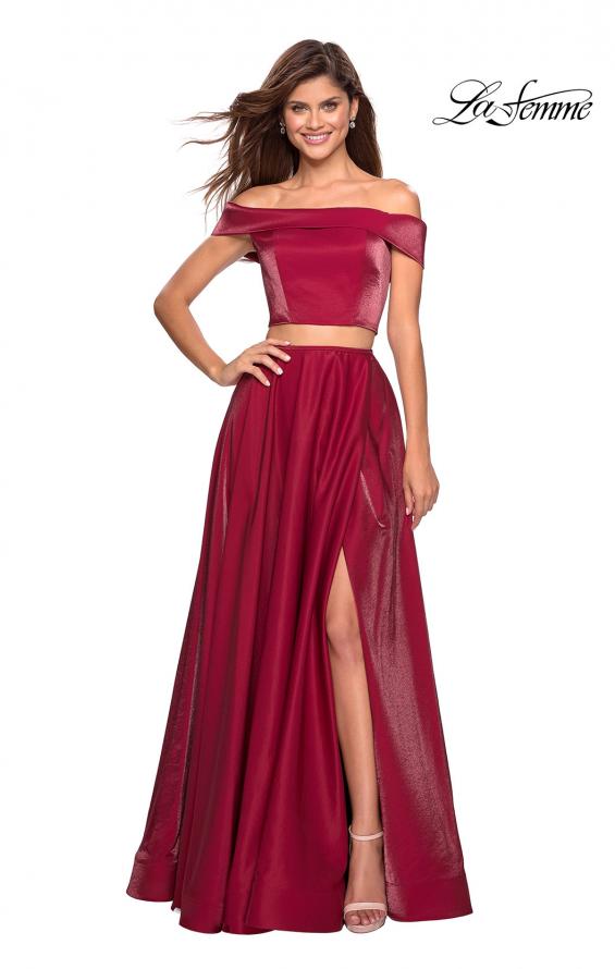 Picture of: Two Piece Two- Tone Satin A Line Prom Dress in Garnet, Style: 26919, Main Picture