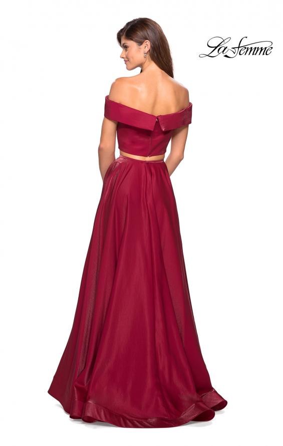 Picture of: Two Piece Two- Tone Satin A Line Prom Dress in Garnet, Style: 26919, Back Picture
