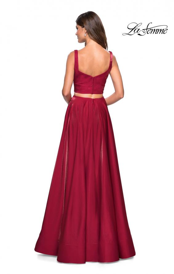 Picture of: Metallic Satin Two Piece Gown with Pockets in Garnet, Style: 27444, Back Picture