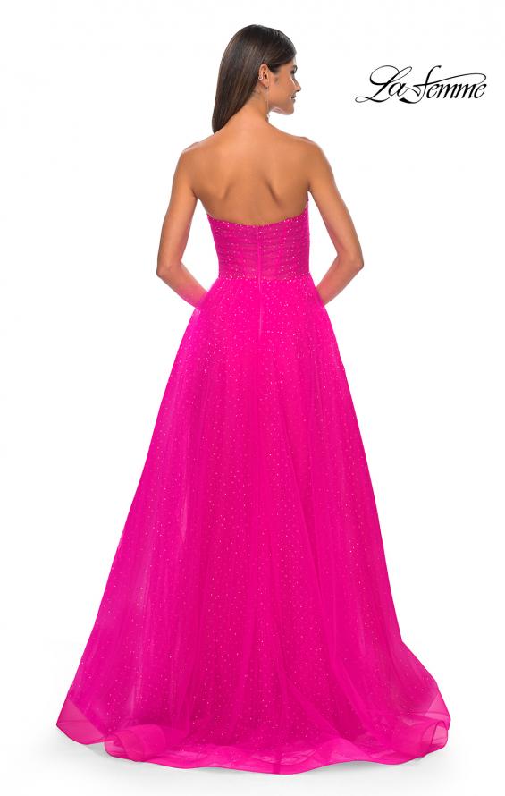 Picture of: Sweetheart Tulle and Rhinestone Prom Dress with Illusion Detail in Hot Fuchsia, Style: 31997, Detail Picture 12