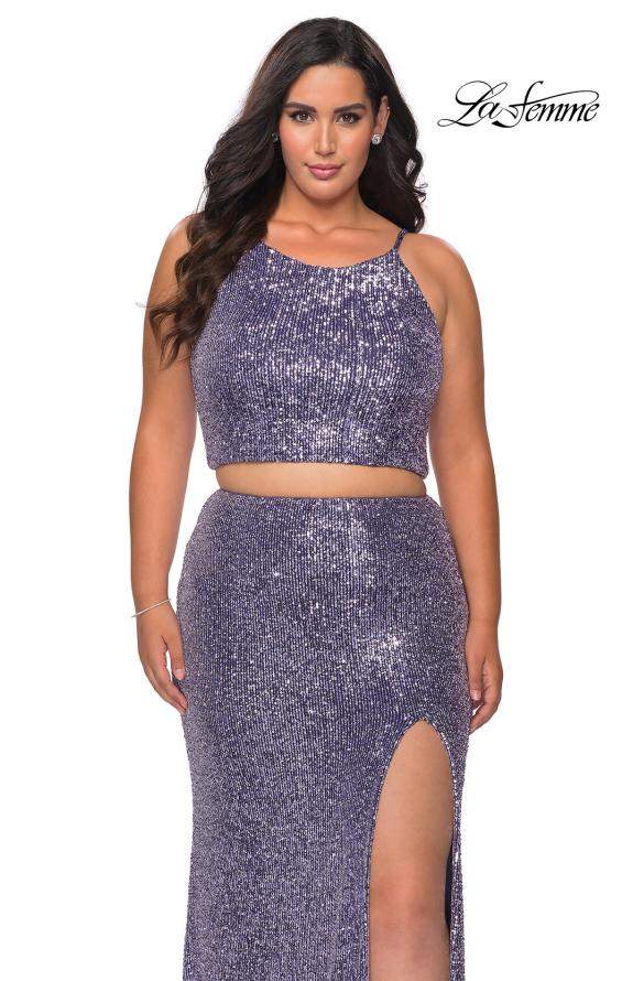 Picture of: Two Piece Long Sequin Plus Size Prom Dress in Lavender, Style: 29026, Main Picture