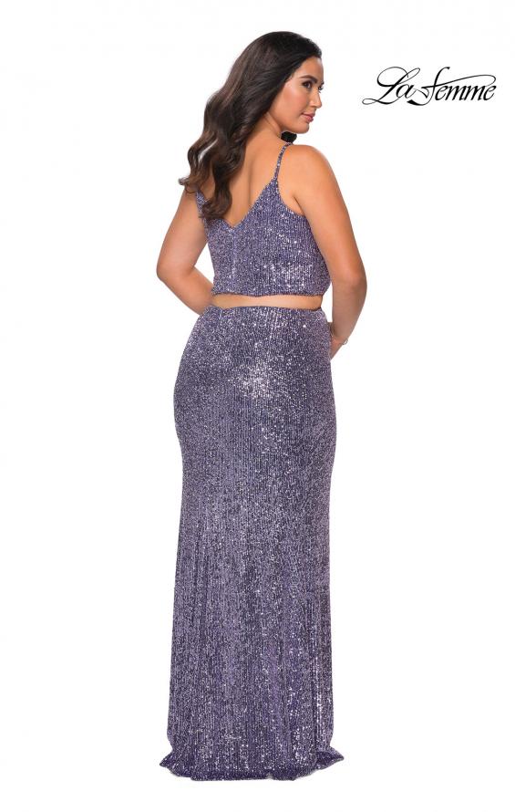 Picture of: Two Piece Long Sequin Plus Size Prom Dress in Lavender, Style: 29026, Back Picture