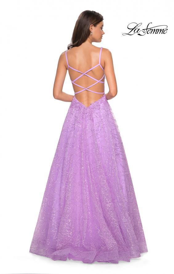 Picture of: A-Line Tulle Ball Gown with Strappy Open Back in Lavender, Style: 27719, Back Picture