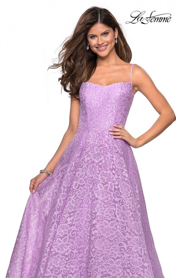 Picture of: Long Lace Organza Sweetheart Neckline Gown in Lavender, Style: 27190, Detail Picture 6