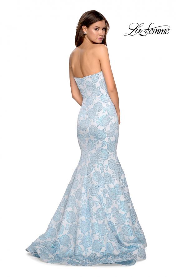 Picture of: Mermaid Style Rose Printed Strapless Prom Dress in Light Blue, Style: 27286, Detail Picture 3