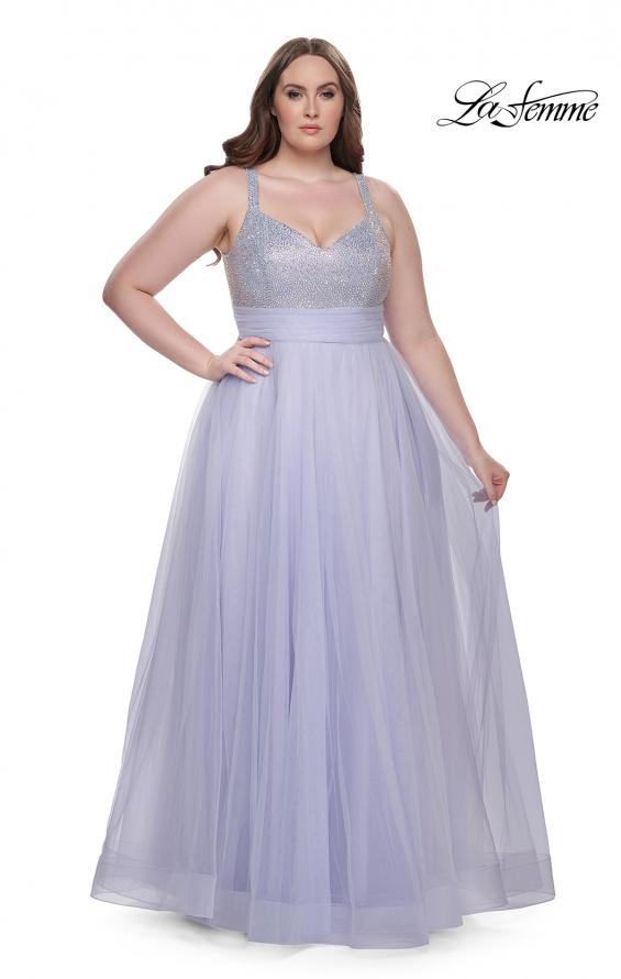 Picture of: A-Line Plus Size Prom Dress with Rhinestone Bodice in Light Periwinkle, Style: 31251, Detail Picture 16
