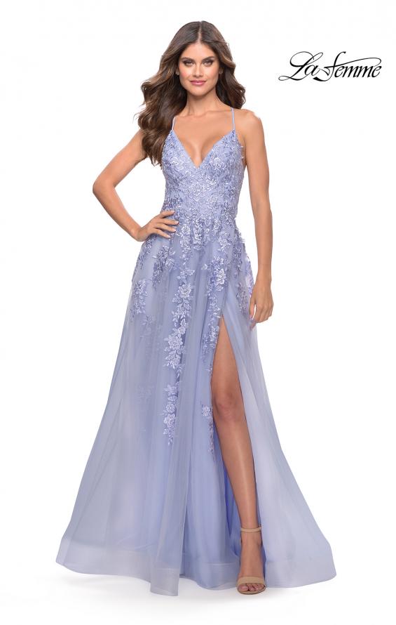 Picture of: Tulle Prom Dress with Lace Detail in Light Periwinkle, Style: 31503, Main Picture