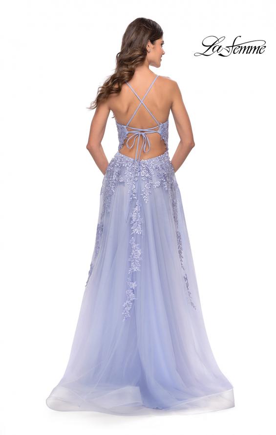 Picture of: Tulle Prom Dress with Lace Detail in Light Periwinkle, Style: 31503, Back Picture