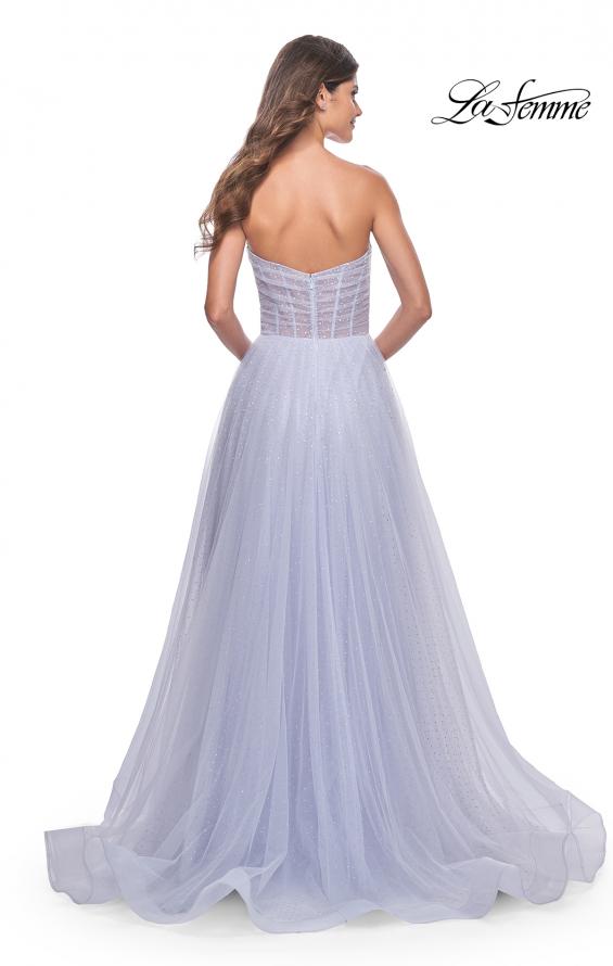 Picture of: Sweetheart Tulle and Rhinestone Prom Dress with Illusion Detail in Light Periwinkle, Style: 31997, Back Picture