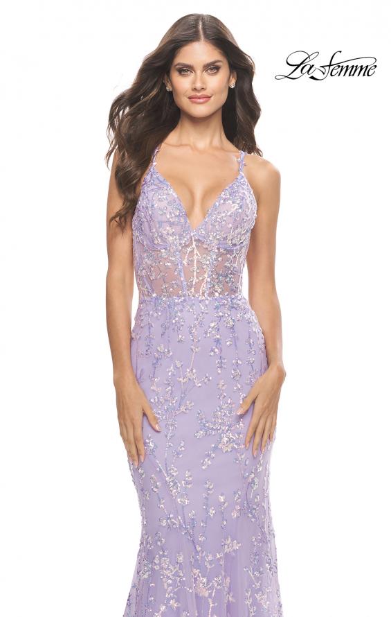 Picture of: Mermaid Dress with Stunning Sequin Lace Details in Light Periwinkle, Style: 31596, Detail Picture 1