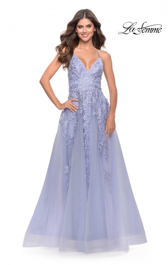 Picture of: Tulle Prom Dress with Lace Detail in Light Periwinkle, Style: 31503, Detail Picture 4