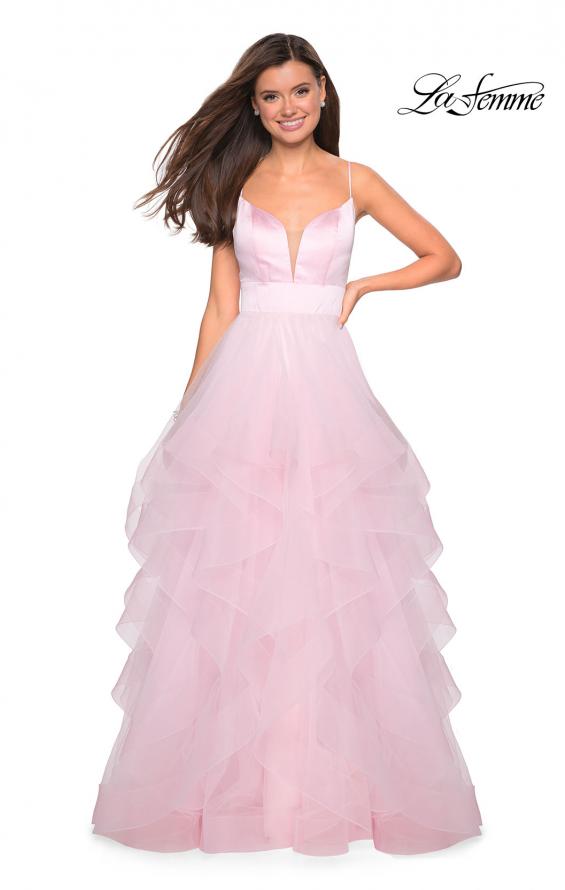 Picture of: Tulle A Line Dress with Plunging Sweetheart Neckline in Light Pink, Style: 27024, Detail Picture 1