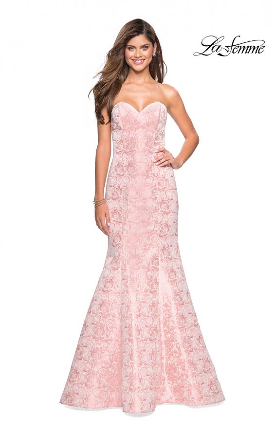 Picture of: Floral Strapless Floor Length Mermaid Prom Gown in Light Pink, Style: 26975, Detail Picture 2