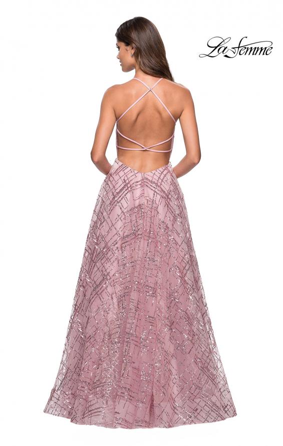 Picture of: High Neckline sequin A Line Prom Dress in Mauve, Style: 27451, Back Picture