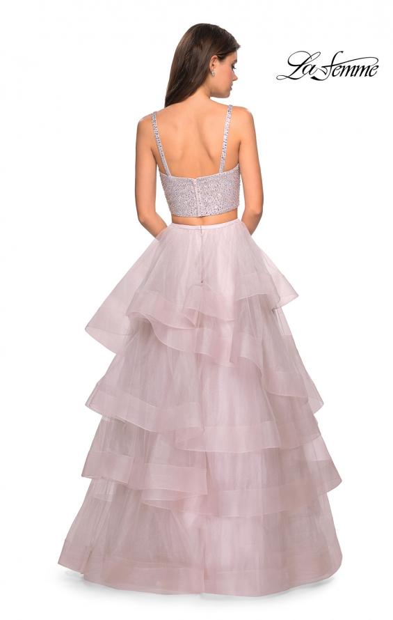 Picture of: Layered Tulle Two Piece Gown with Rhinestone Top in Mauve, Style: 27716, Back Picture