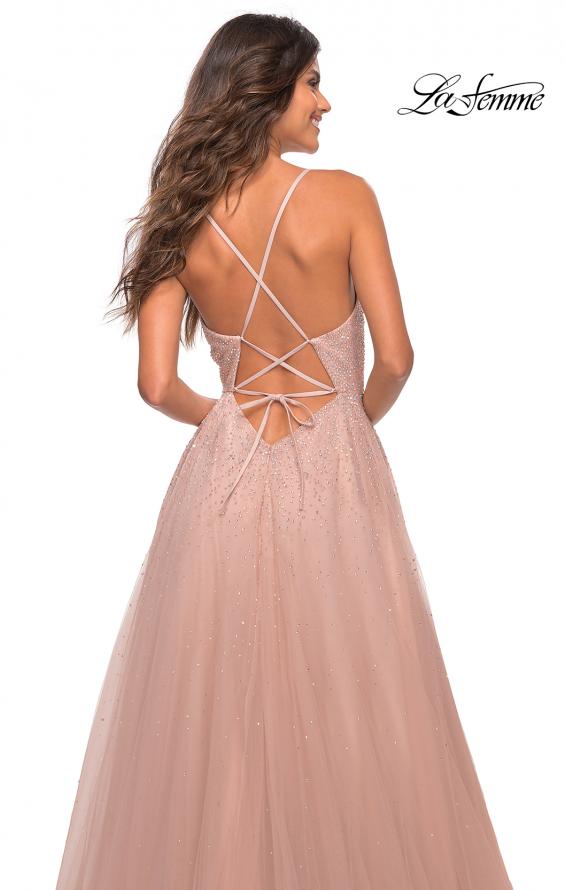 Picture of: Embellished Tulle A-Line Gown with Strappy Back in Mauve, Detail Picture 4