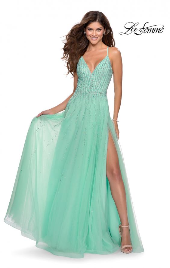 Picture of: Tulle Dress with Cascading Rhinestone Detail n Mint, Style: 28636, Main Picture