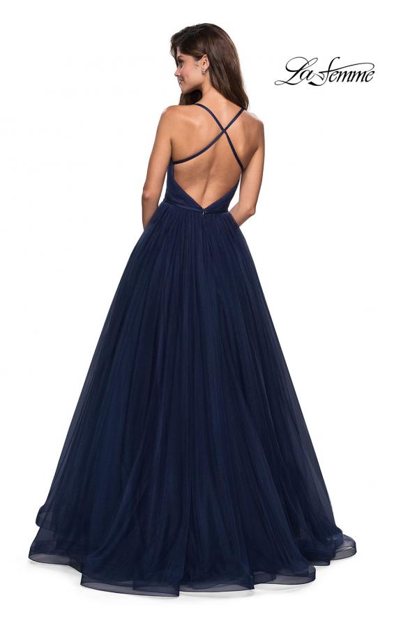 Picture of: Simple Tulle Prom Dress with Sweetheart Neckline in Navy, Style: 27535, Back Picture