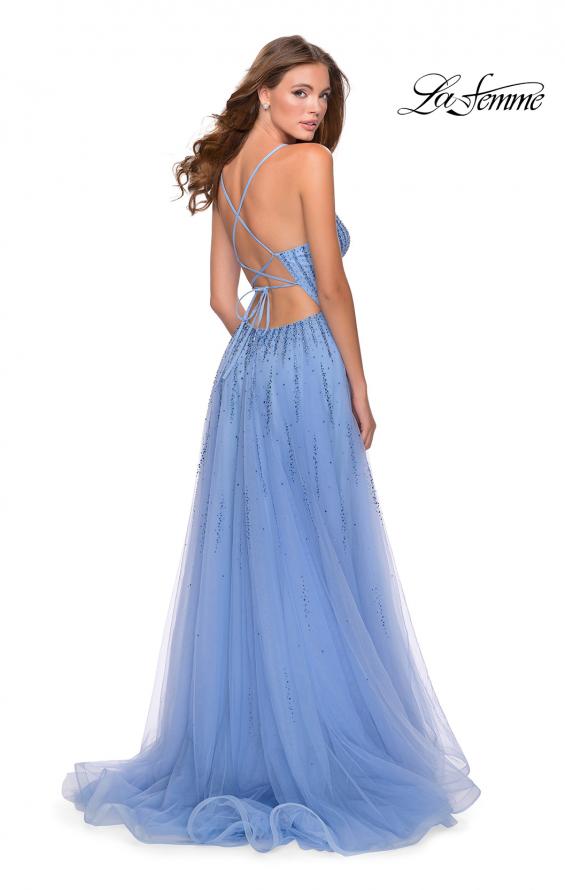 Picture of: Tulle Dress with Cascading Rhinestone Detail in Powder Blue, Style: 28636, Detail Picture 2