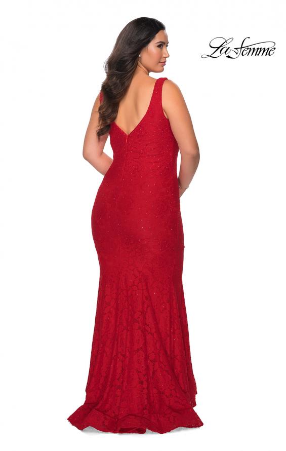 Picture of: Stretch Lace Plus Size Prom Gown with Beading in Red, Style: 28948, Detail Picture 5