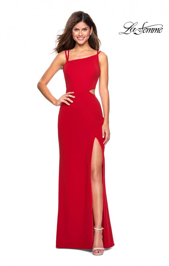 Picture of: Asymmetrical Jersey Prom Dress with Cut Outs in Red, Style: 27126, Main Picture